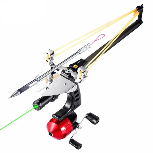 Hunting Fish Straight Rod Precision Telescopic Catapult Slingshot Green Laser Fishing Reel High Power Shooting Fishing Slingshot