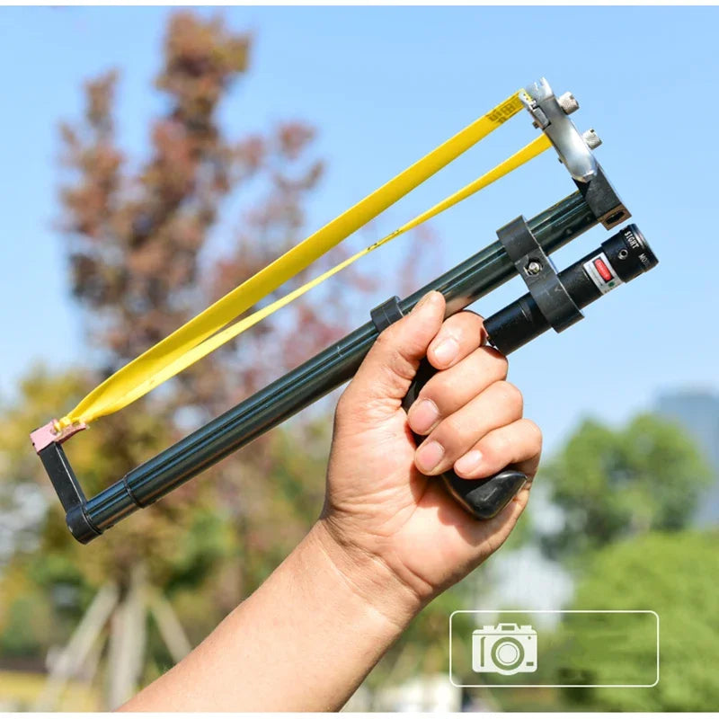 Powerful Straight Rod Laser Slingshot Hunting Slingsshot Can Stretch The Length and High Precision Laser Aiming Outdoor