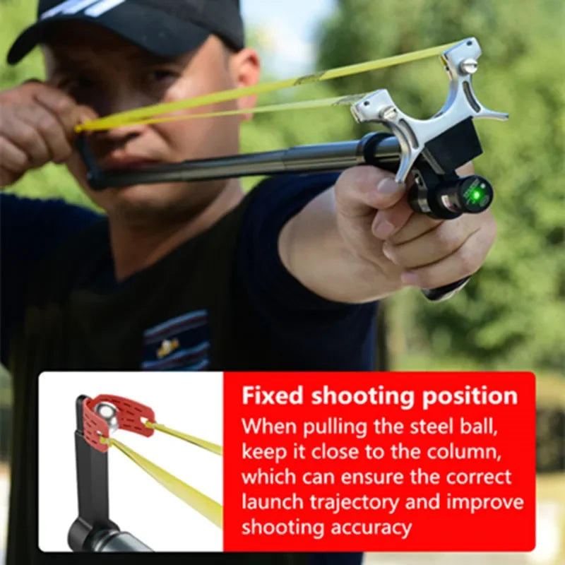 Powerful Straight Rod Laser Slingshot Hunting Slingsshot Can Stretch The Length and High Precision Laser Aiming Outdoor