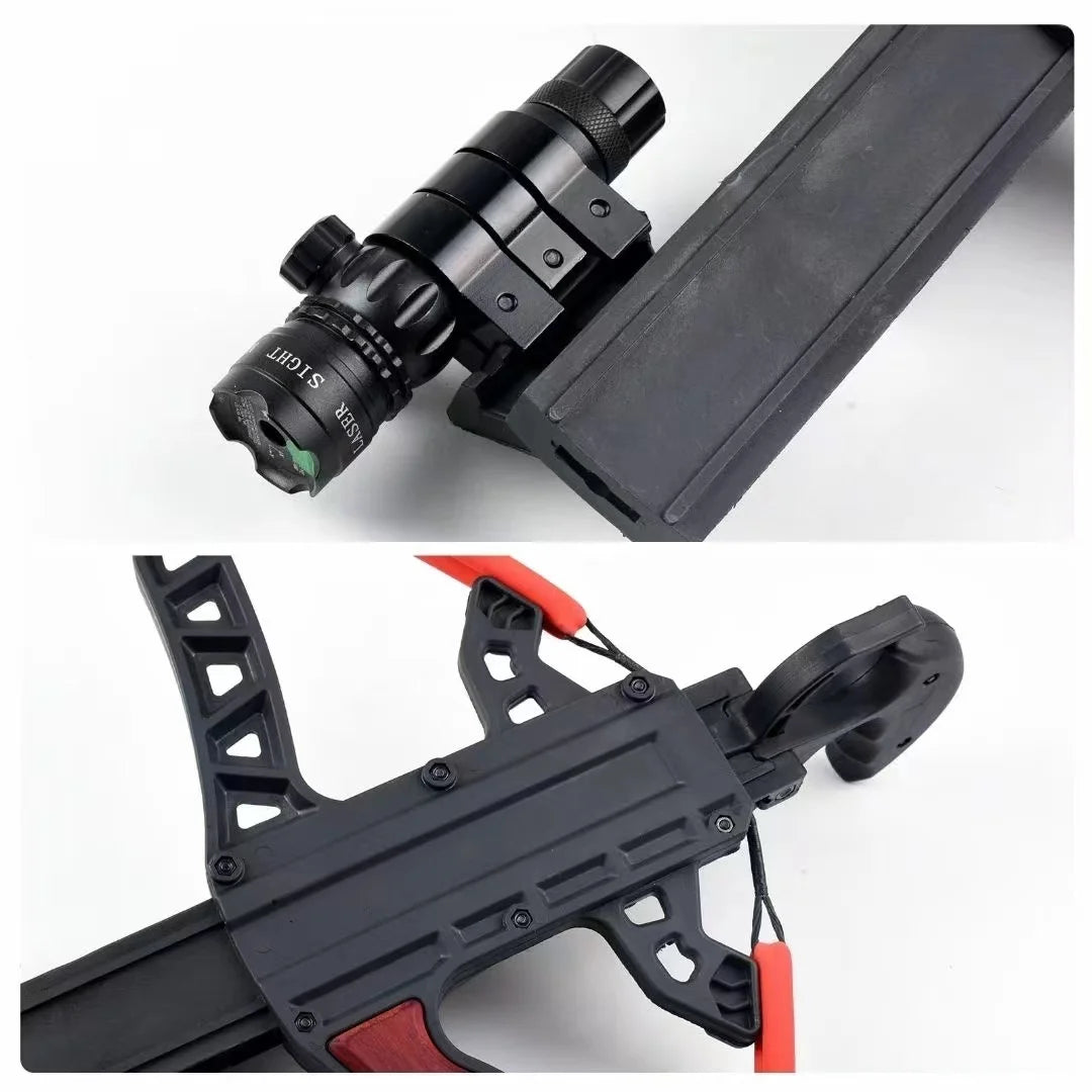 60LBS Laser Aiming Carbon Arrow Dual use Compound Bow Multi Strand Rubber Band Pulley Bow Outdoor Hunting and Shooting Slingshot